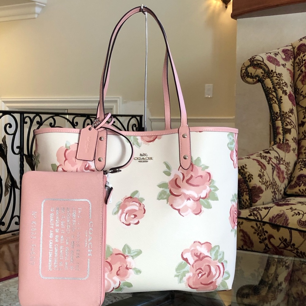 2pcs Coach floral reversible tote handbag&wallet - Picture 3 of 8